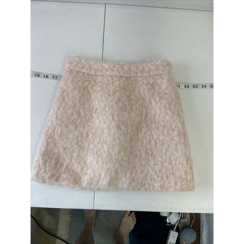 Bonpoint Girls' Fuzzy Mini Skirt Pink Alpaca Wool Blend size 10 Animal Print